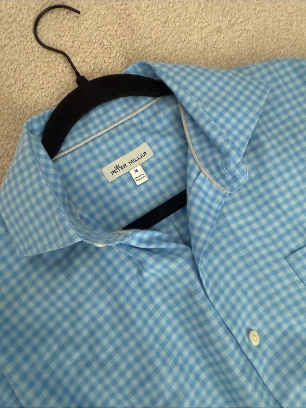 Peter Millar Men’s Light Blue Gingham Dress Shirt- size M